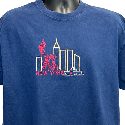 Vintage New York City T Shirt Mens X-Large Twin Towers World Trade Center Blue