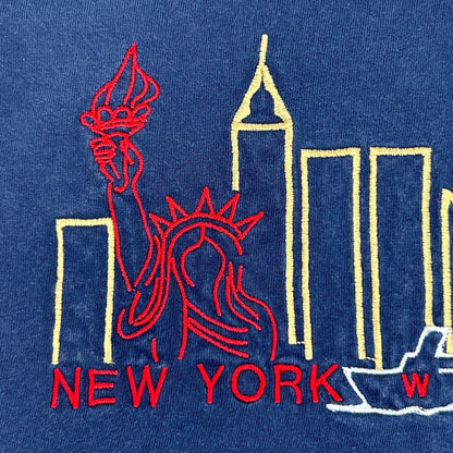 Vintage New York City T Shirt Mens X-Large Twin Towers World Trade Center Blue