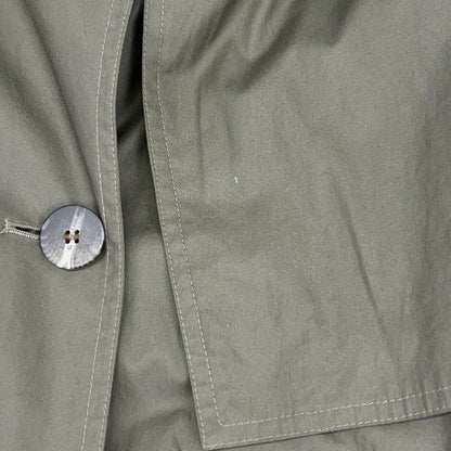 Gallery vintage trench coat in olive green, front view, size available.