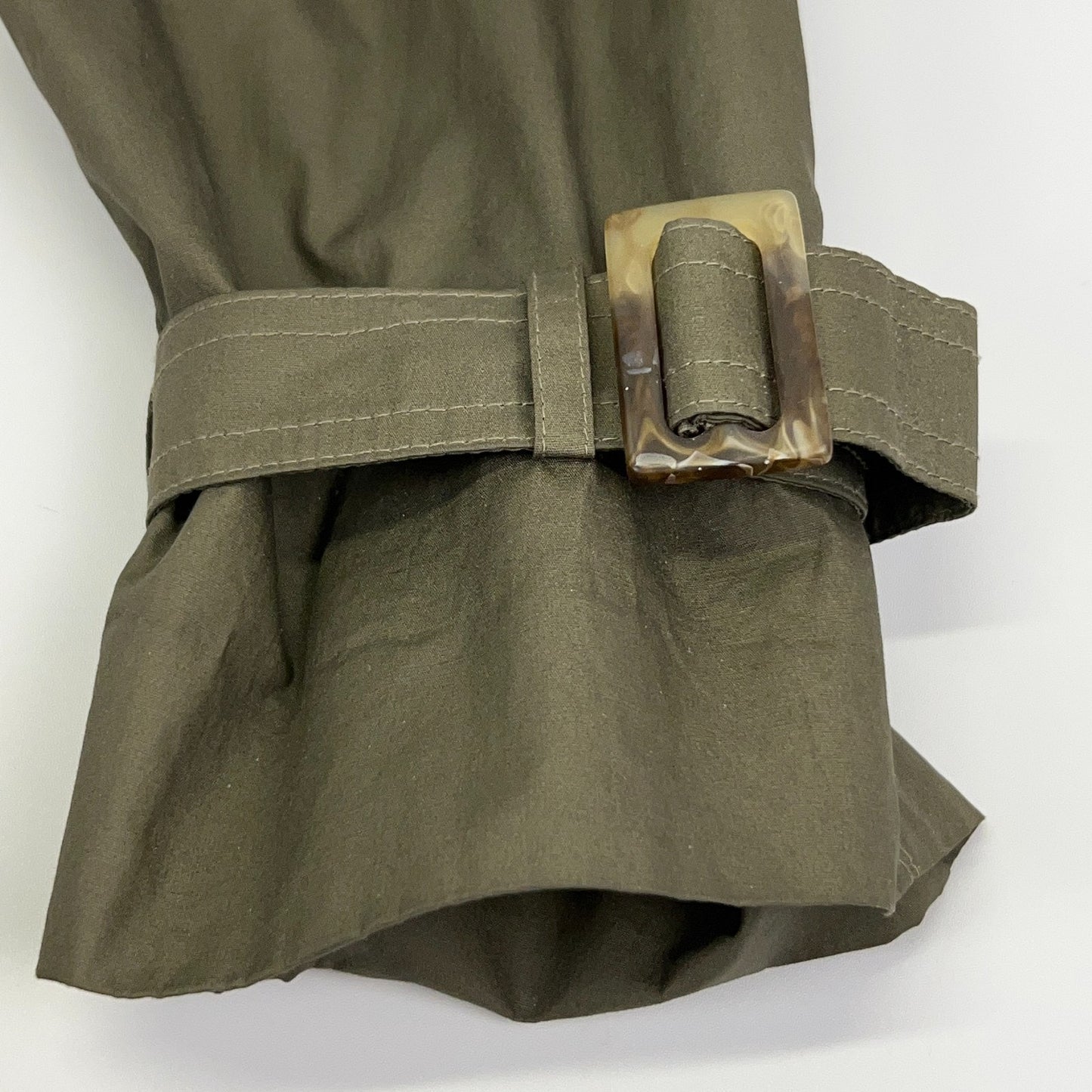 Gallery Vintage Trench Coat in Olive Green with Buckle Detail
