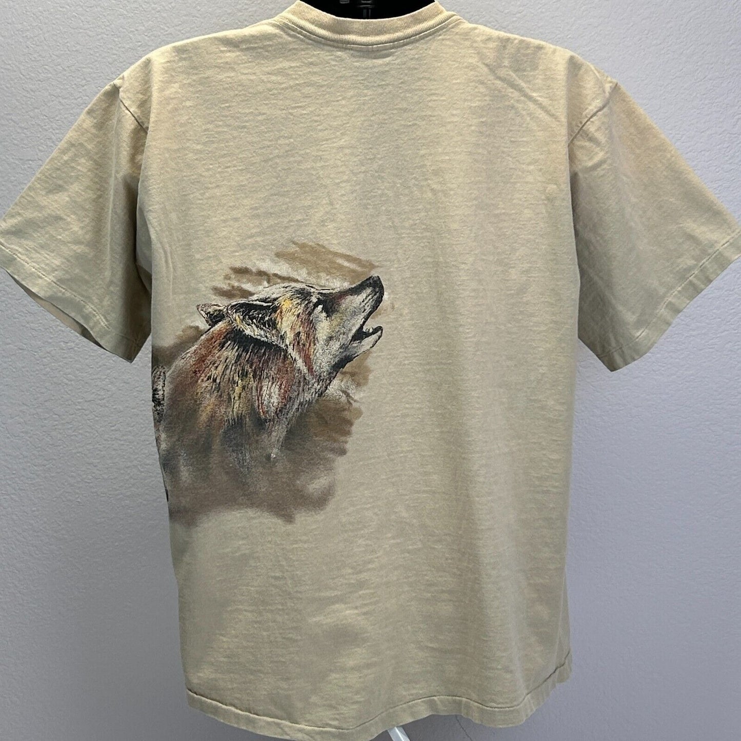 Vintage Branson Missouri Wolves T Shirt Mens X-Large Wolf 90s Made In USA Beige