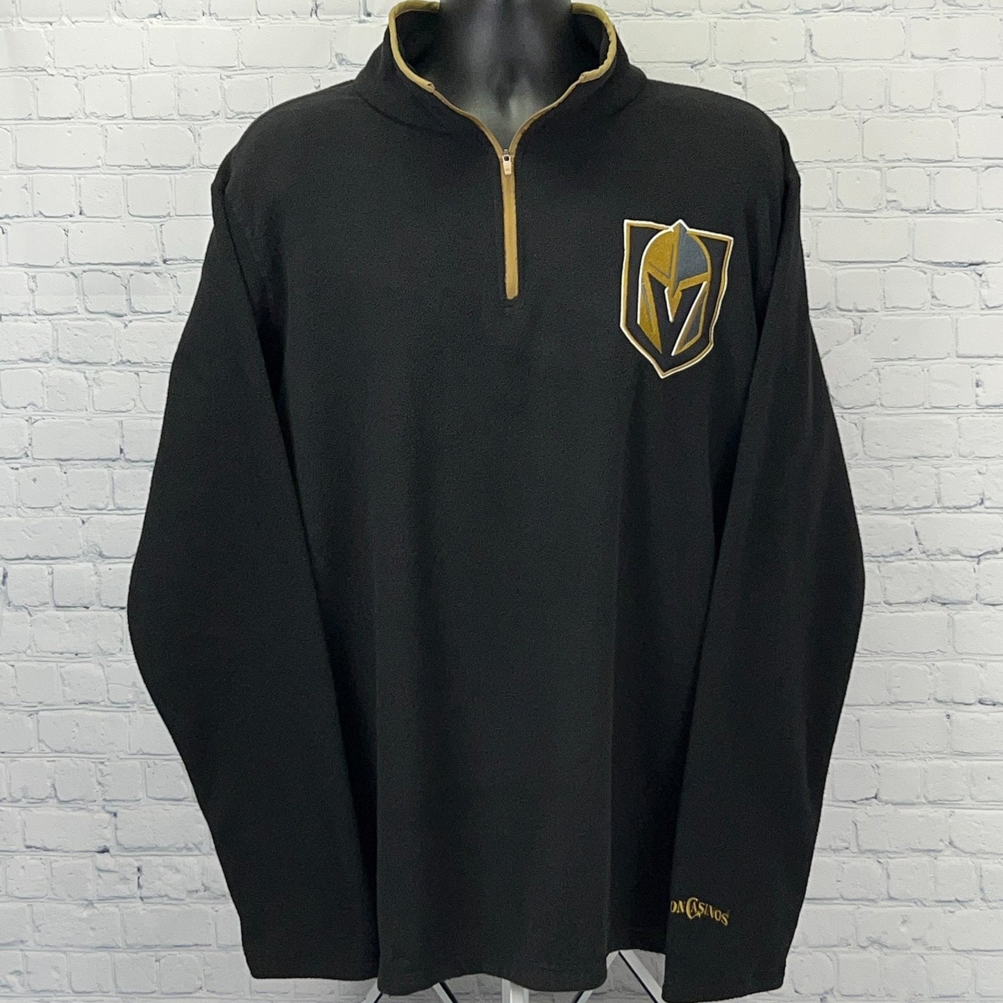 Black Station Casinos Golden Knights Quarter-Zip Pullover with Logo on Chest and Gold Accents