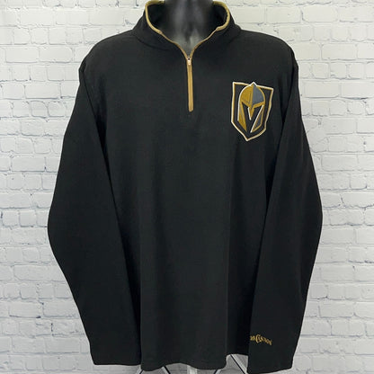 Black Station Casinos Golden Knights Quarter-Zip Pullover with Logo on Chest and Gold Accents