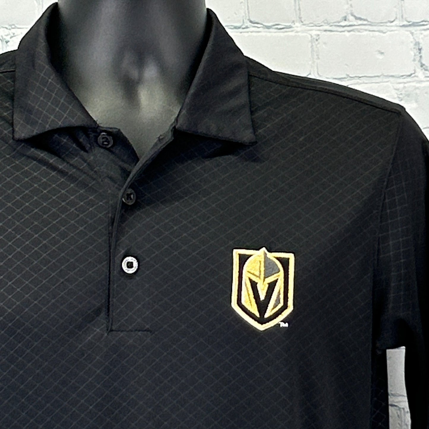 Black Golden Knights Polo by Antigua with logo detail on the chest and classic collar design