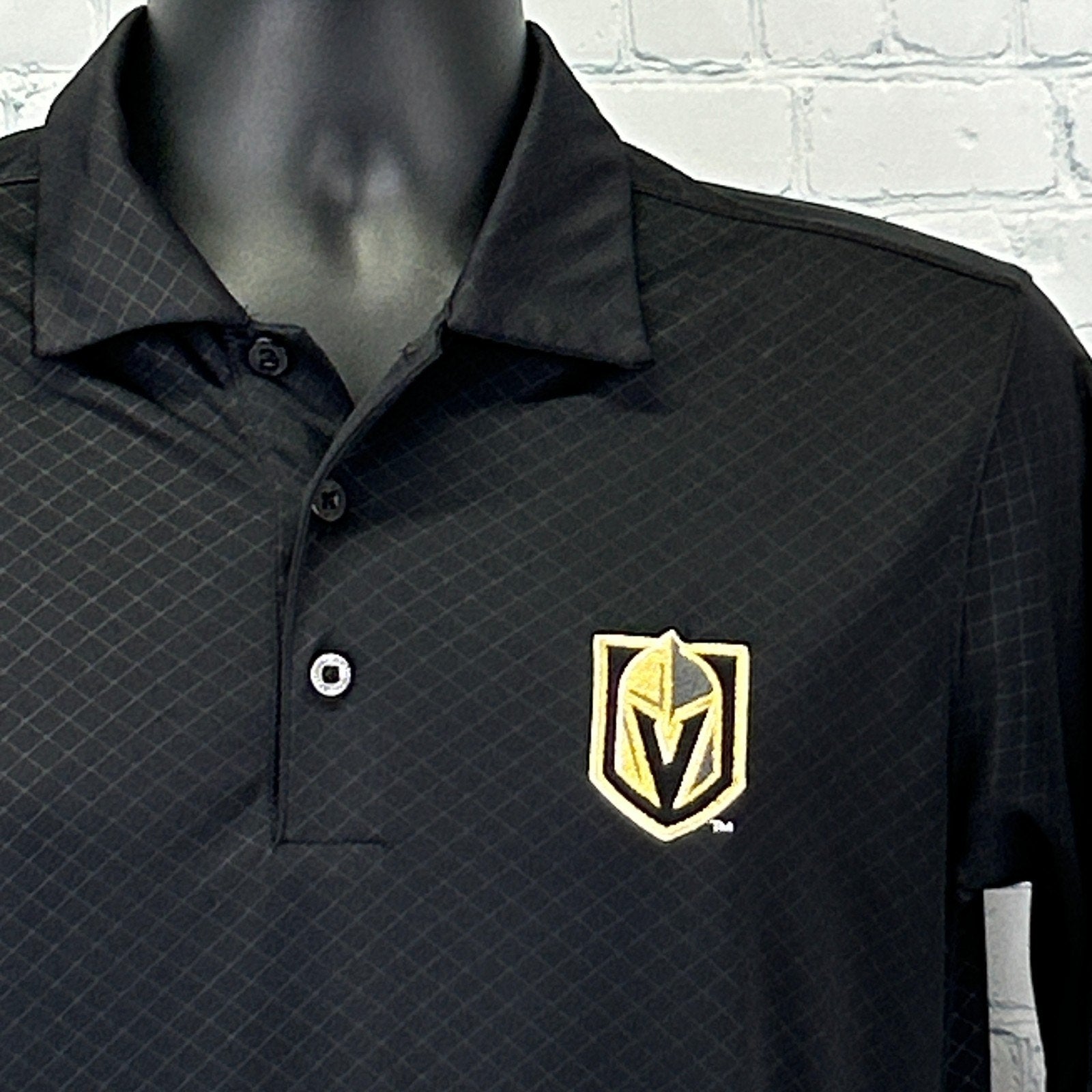 Black Golden Knights Polo by Antigua with logo detail on the chest and classic collar design
