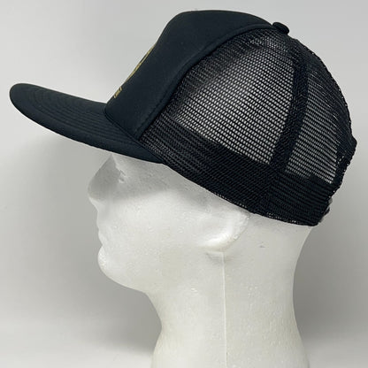 Vintage Trucker Hat Black Adjustable Size Side View Vintage