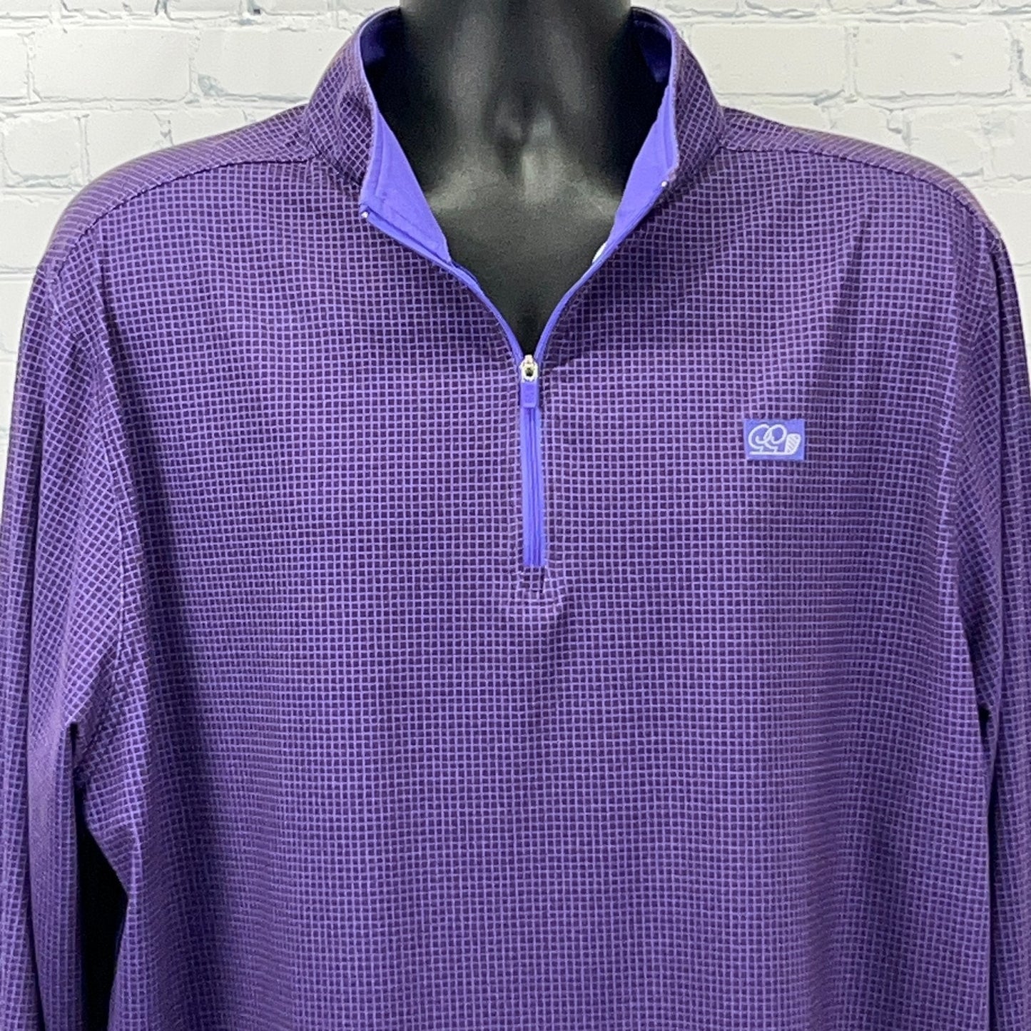 Good Good Quarter 1/4 Q Zip Shirt Golfer Long Sleeve Purple Check 3XL 3XLarge