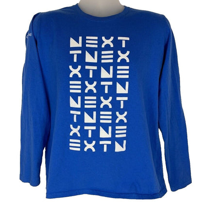 Blue Port & Company T-Shirt in large with Google Cloud logo and unique text design on the front