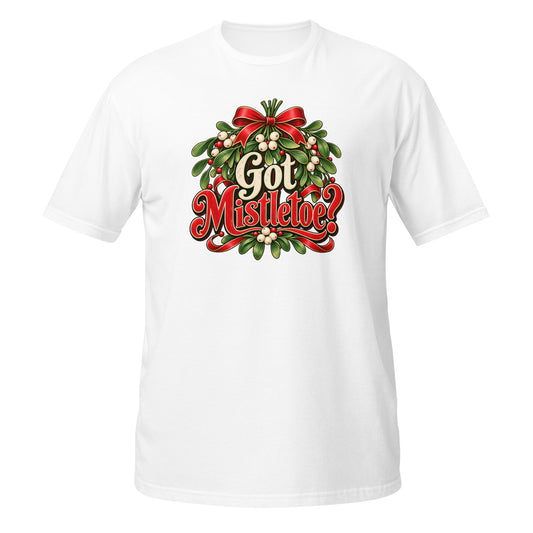 NeonVtg Christmas Mistletoe T-Shirt in White with Festive Graphic