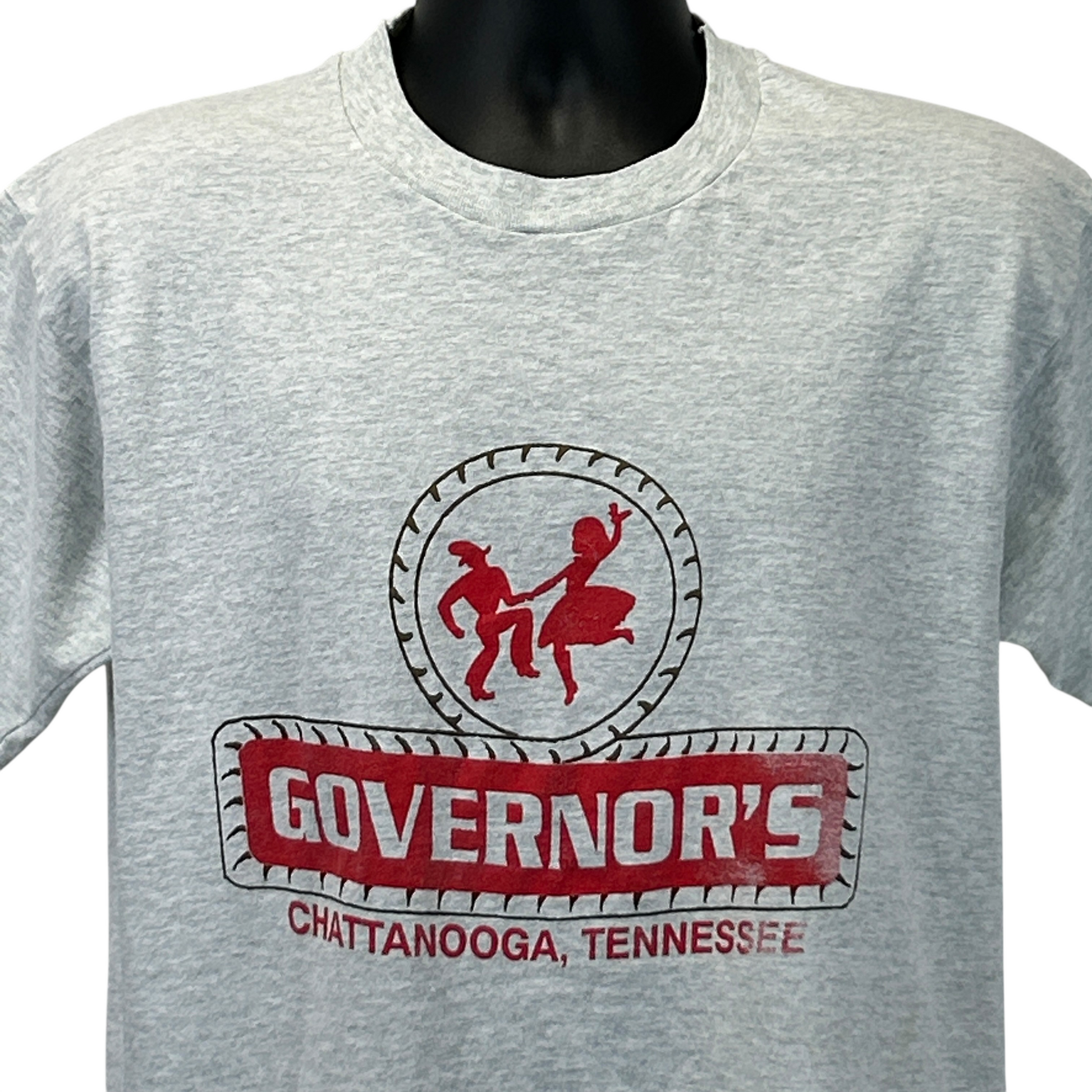 Gray Fruit of the Loom T-Shirt featuring red Chattanooga logo on the front for casual wear