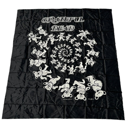 Nikry Co vintage Grateful Dead black tapestry featuring playful bears in a spiral design