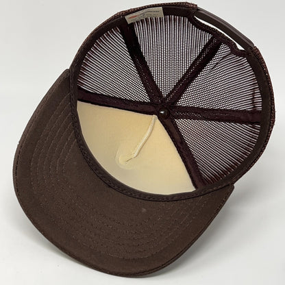 Vintage trucker cap hat in brown, size medium, front view, vintage