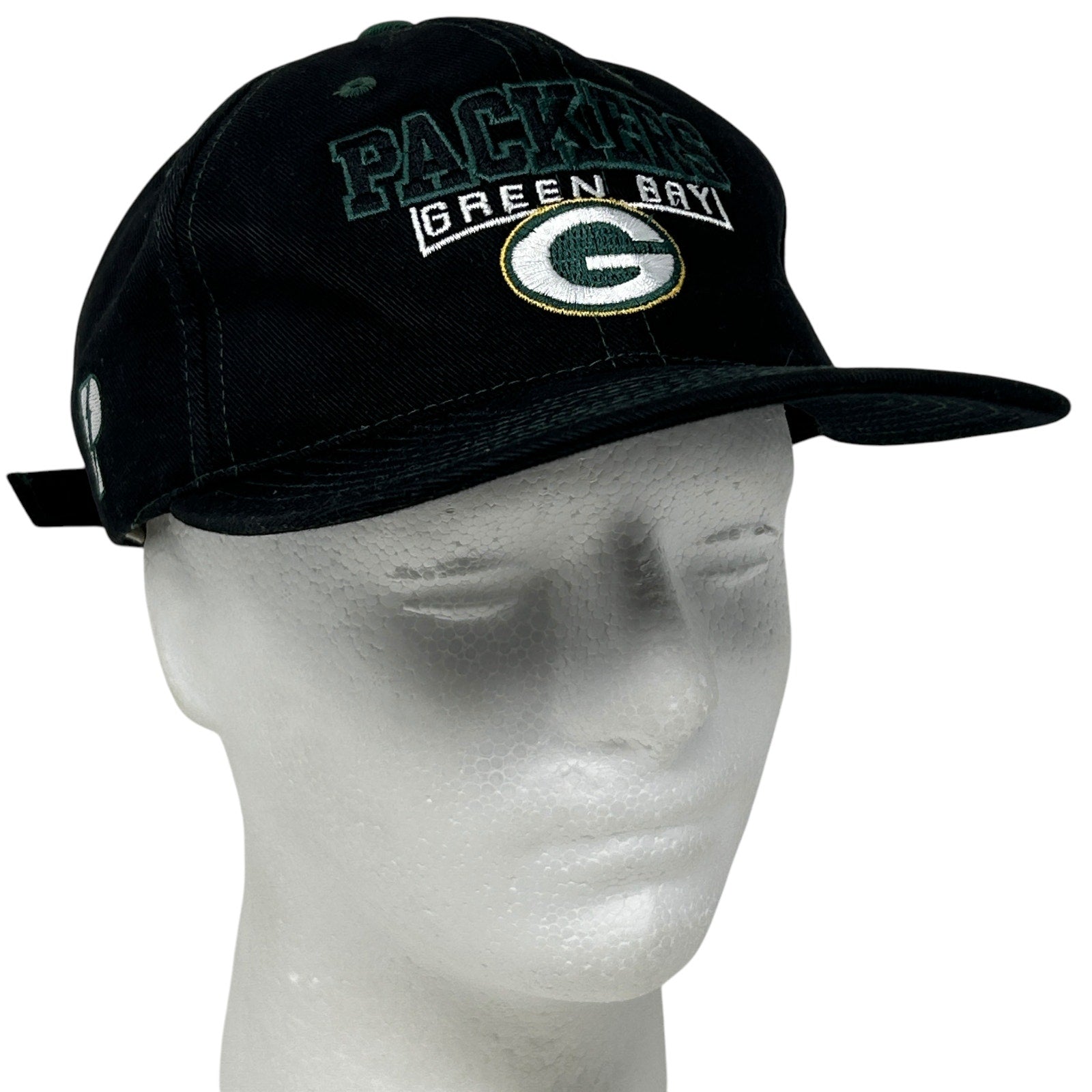 Pro Player Black Green Bay Packers Hat with Front Logo and Adjustable Strap