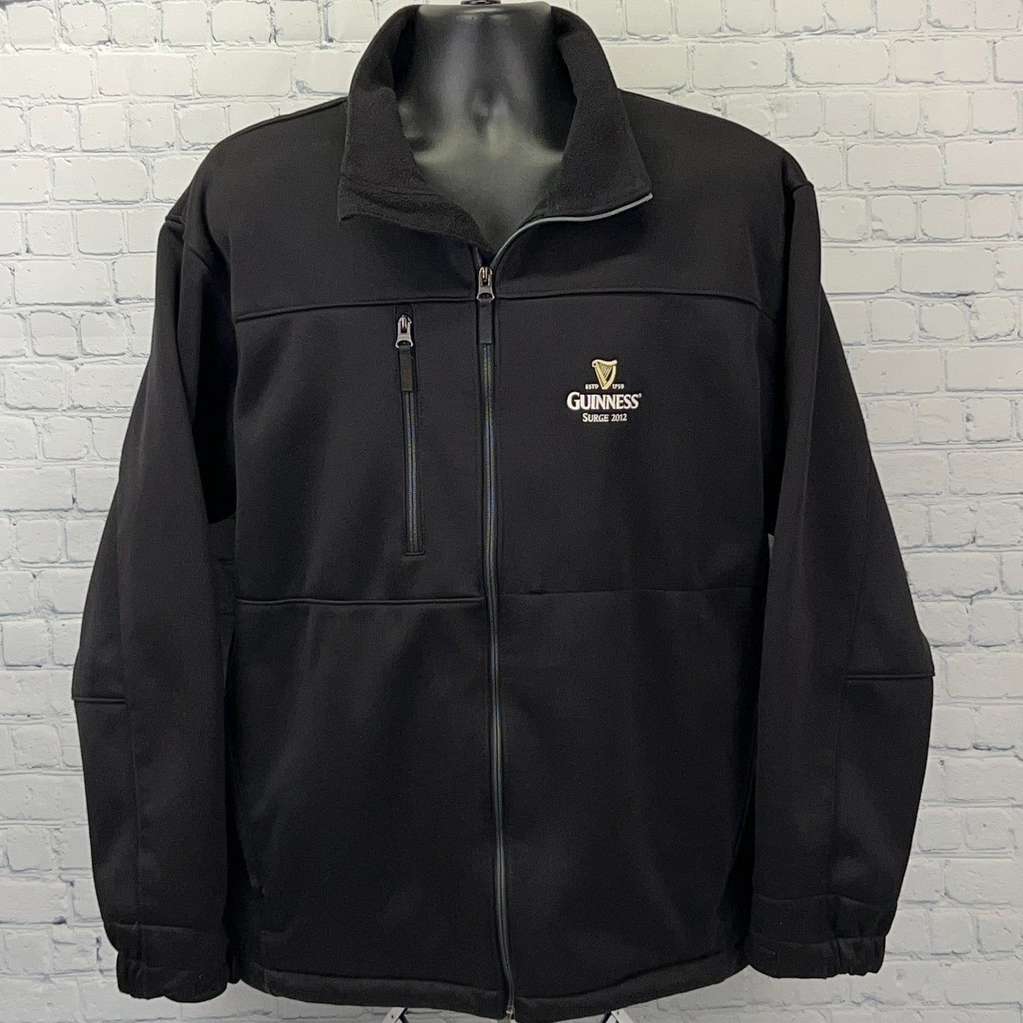 Black Antigua Guinness Jacket in Large with Front Zipper and Embroidered Logo