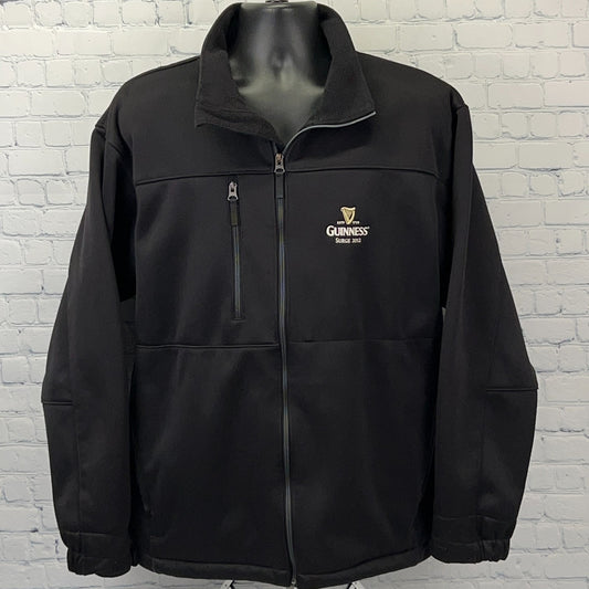 Black Antigua Guinness Jacket in Large with Front Zipper and Embroidered Logo