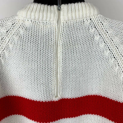 Vintage 60s 70s Miss Holly Sweater Womens Large Pullover Red White Geometric