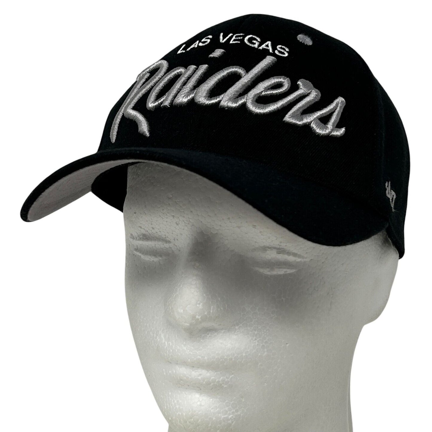 Las Vegas Raiders Script Baseball Hat Cap NFL Black 47 Brand Flex Fitted OSFA