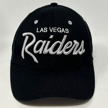 Las Vegas Raiders Script Baseball Hat Cap NFL Black 47 Brand Flex Fitted OSFA