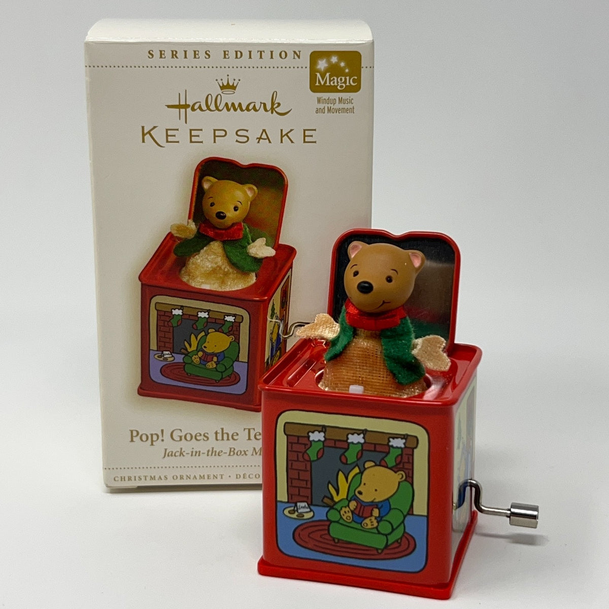 Hallmark Keepsake Christmas Ornament Jack-in-the-Box Bear, colorful design with music and movement