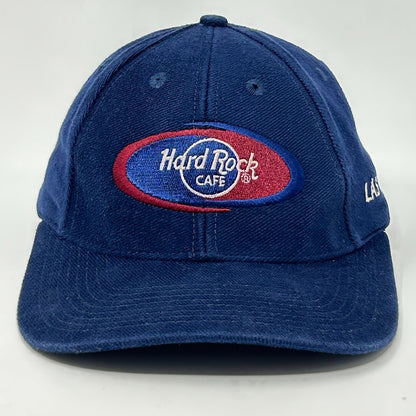 Navy blue Hard Rock Cafe Las Vegas cap with front logo and adjustable back strap