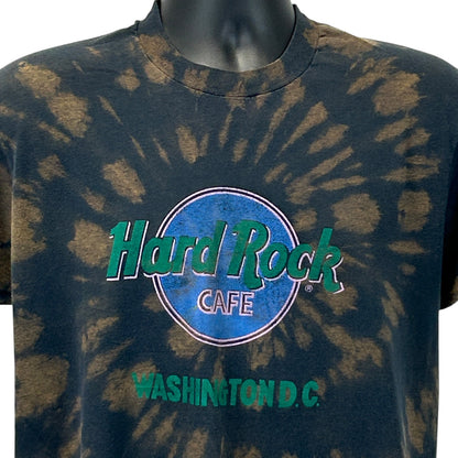 Hard Rock Cafe T Shirt in black tie-dye with Washington D.C. logo, front view
