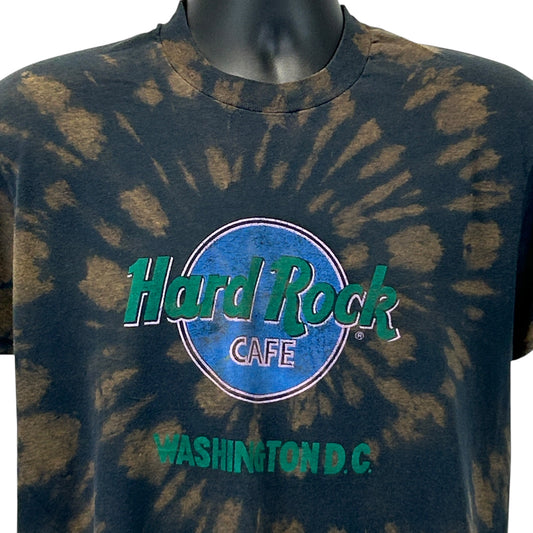 Hard Rock Cafe T Shirt in black tie-dye with Washington D.C. logo, front view