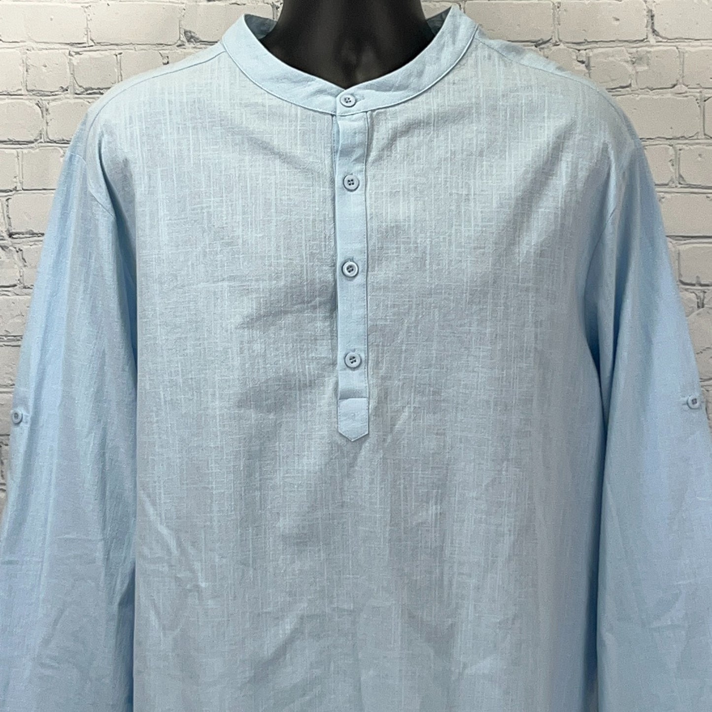 Hardaddy Light Blue Button-Up Shirt with Long Sleeves and Front View Display