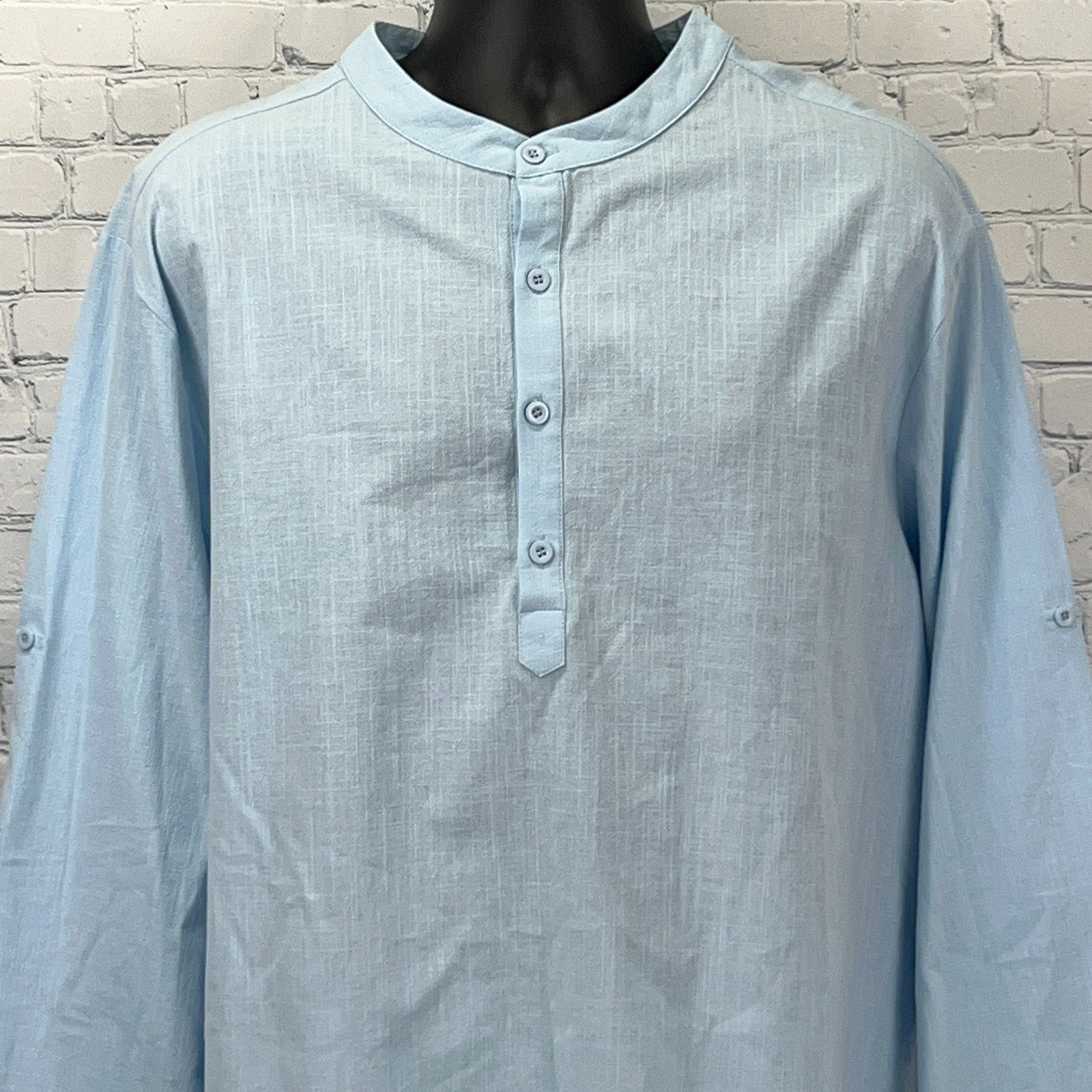 Hardaddy Light Blue Button-Up Shirt with Long Sleeves and Front View Display