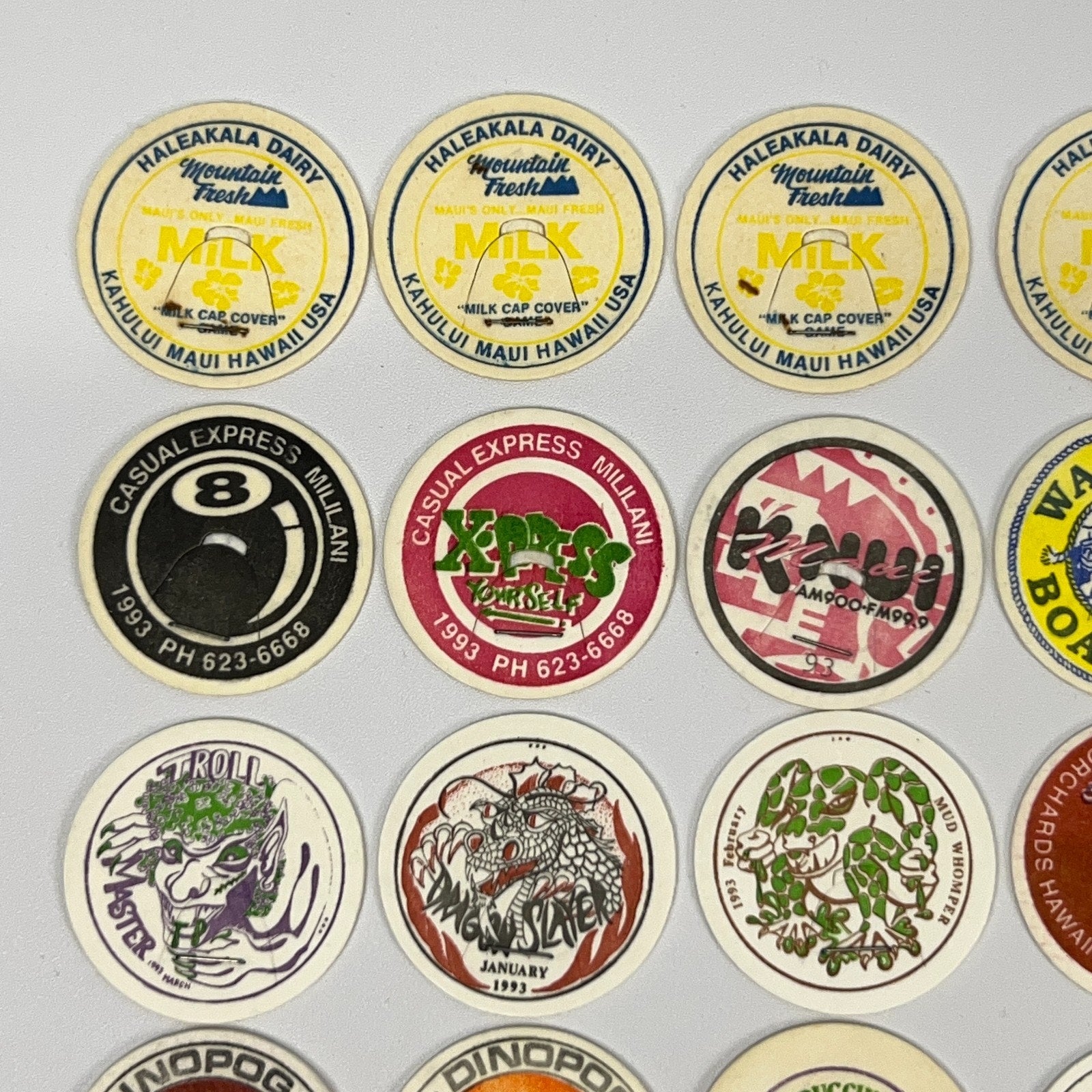POG Vintage Milk Cap Collectible Discs in Various Colors from the 1990s Vintage