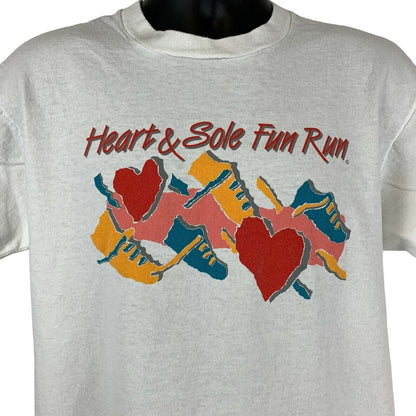 Fruit of the Loom Houston T-Shirt in white with colorful Heart & Sole Fun Run graphic on front