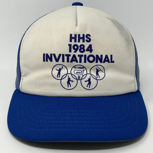 Blue and white vintage cap featuring HHS 1984 Invitational and St Louis logo