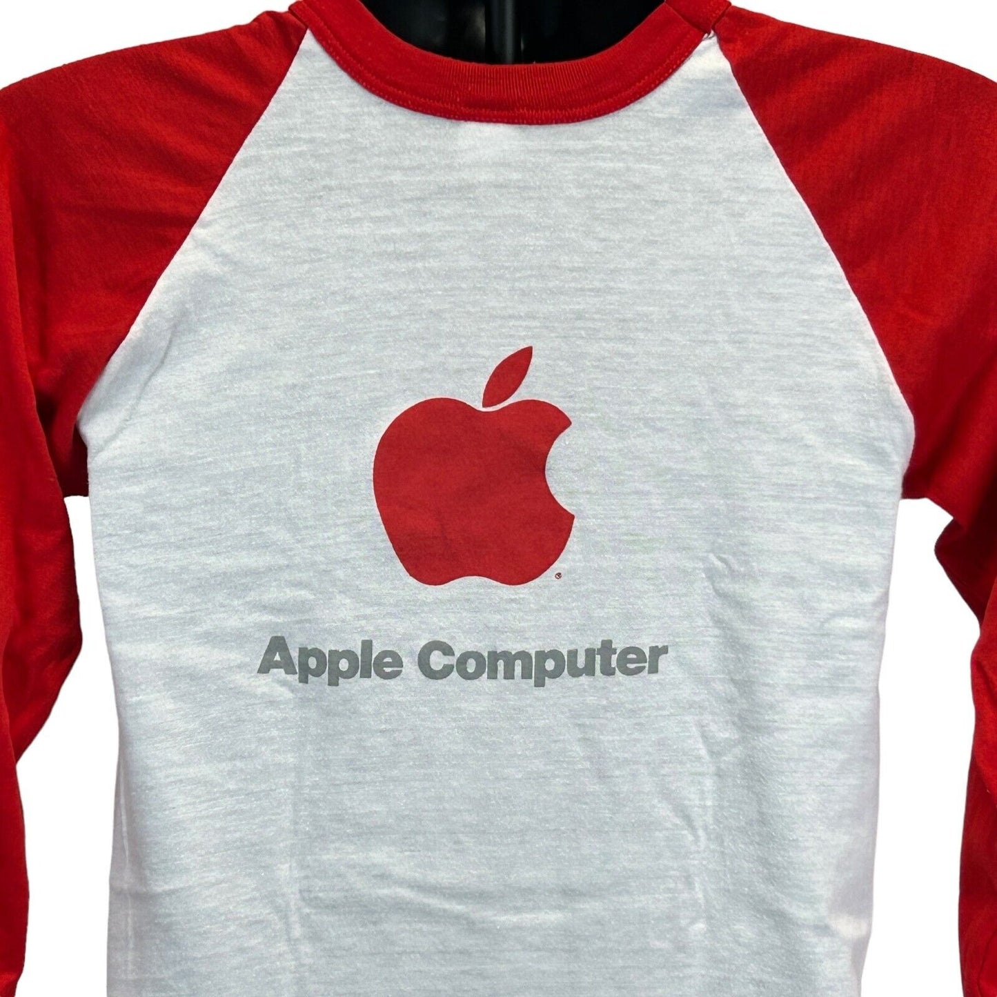 Vintage Apple Computers Raglan T Shirt Mens XS Picasso Macintosh 128K 80s Red