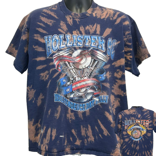 Fruit of the Loom Hollister Biker Rally T-Shirt in navy with front graphic of motorcycle engine and stars