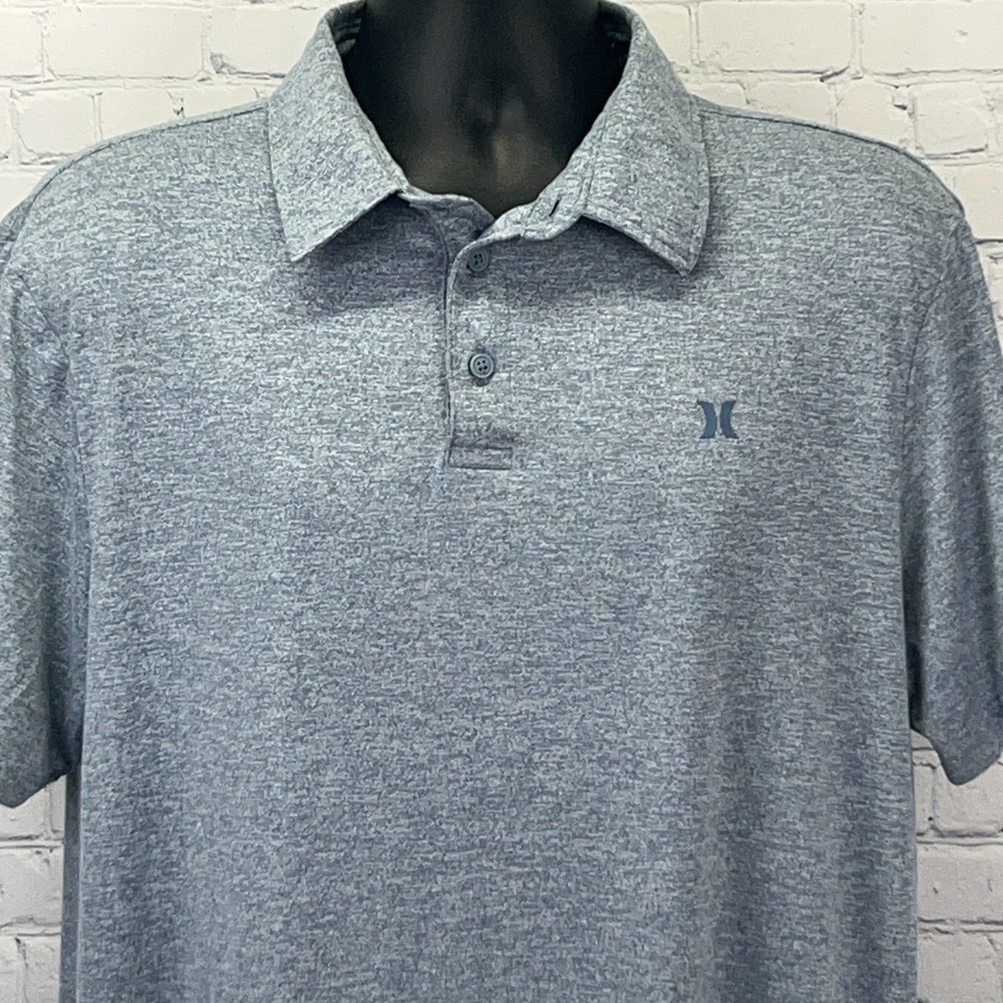 Hurley Men's Gray Polo Shirt with Short Sleeves and Logo on the Chest, Front View