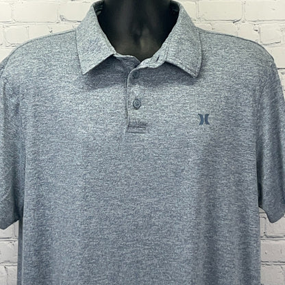 Hurley Men's Gray Polo Shirt with Short Sleeves and Logo on the Chest, Front View