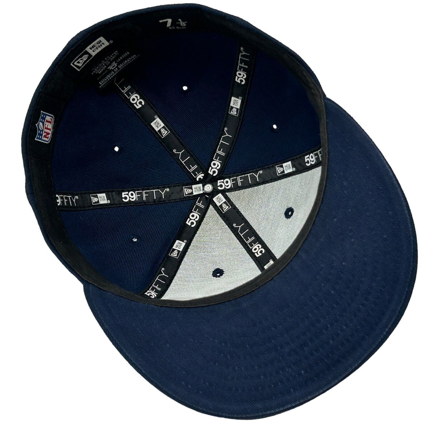 New England Patriots Hat Baseball Cap Fitted 7 1/8 Blue New Era 59Fifty 5950 NFL