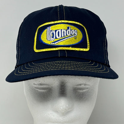 Vintage Bandag Tires Patch Trucker Hat Baseball Cap Made In USA Snapback Blue