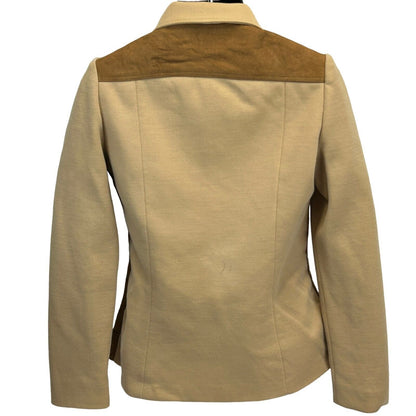 Chaqueta vaquera vintage de los años 60 en mezcla de cuero estilo western para mujer, talla pequeña, color marrón y beige