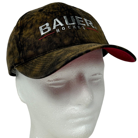 Bauer Hockey Baseball Hat Cap Canadian Flag Canada Bleach Spotted Tie Dye Brown