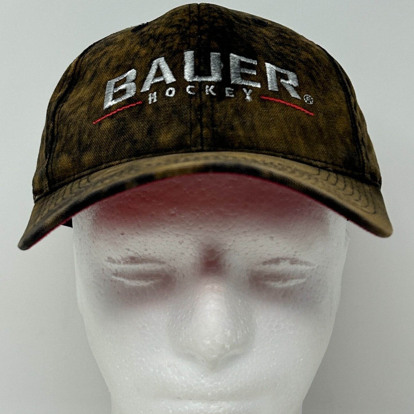 Bauer Hockey Baseball Hat Cap Canadian Flag Canada Bleach Spotted Tie Dye Brown