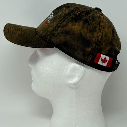 Bauer Hockey Baseball Hat Cap Canadian Flag Canada Bleach Spotted Tie Dye Brown