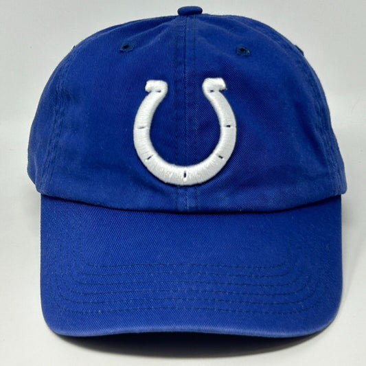 Indianapolis Colts blue adjustable hat with white logo at the front for fans and collectors