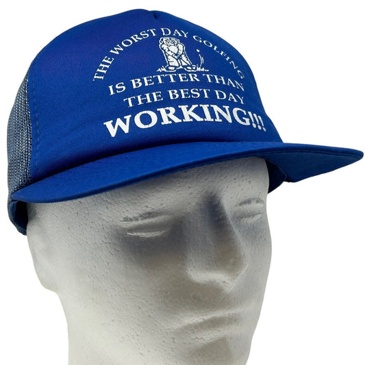 Vintage Bad Day Golfing Better Than Best Working Trucker Hat Baseball Cap Blue