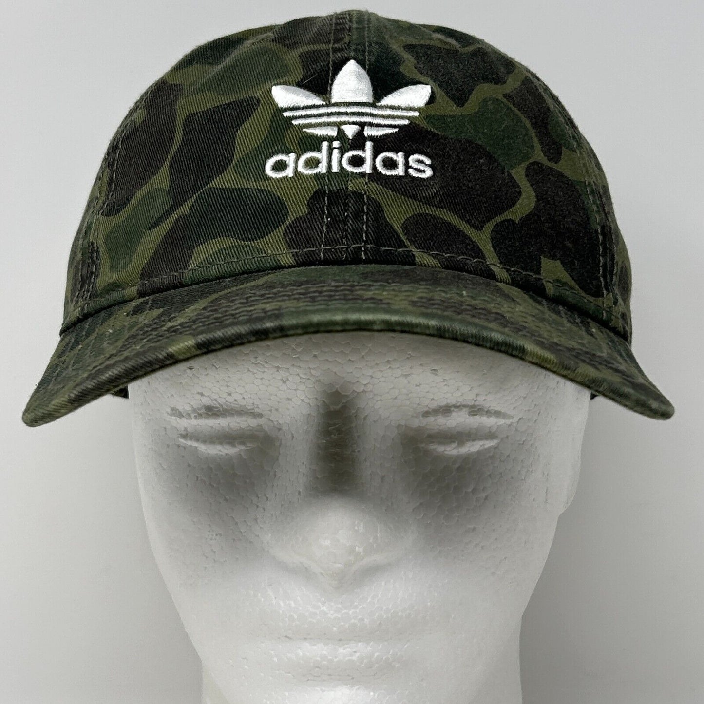 Adidas Trefoil Camouflage Dad Hat Baseball Cap Womens Army Camo Strapback Green