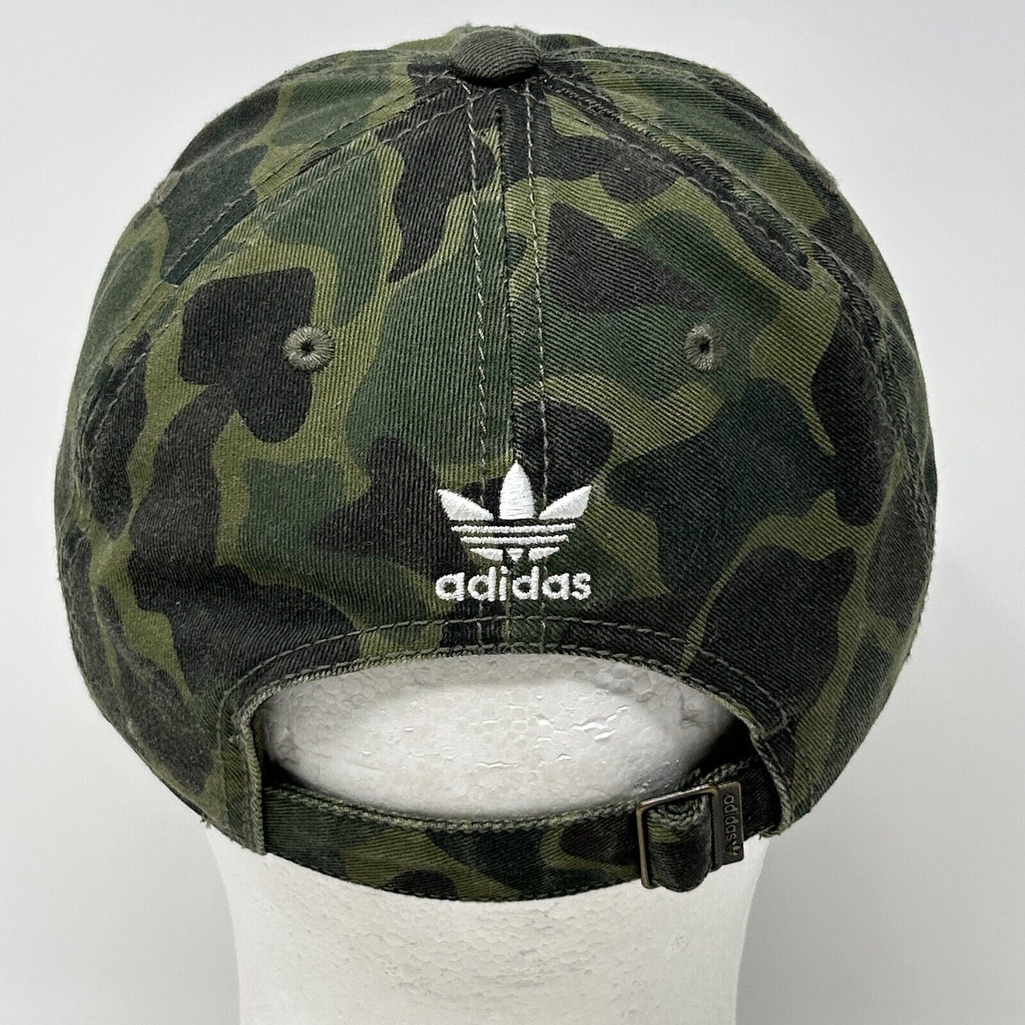 Adidas Trefoil Camouflage Dad Hat Baseball Cap Womens Army Camo Strapback Green