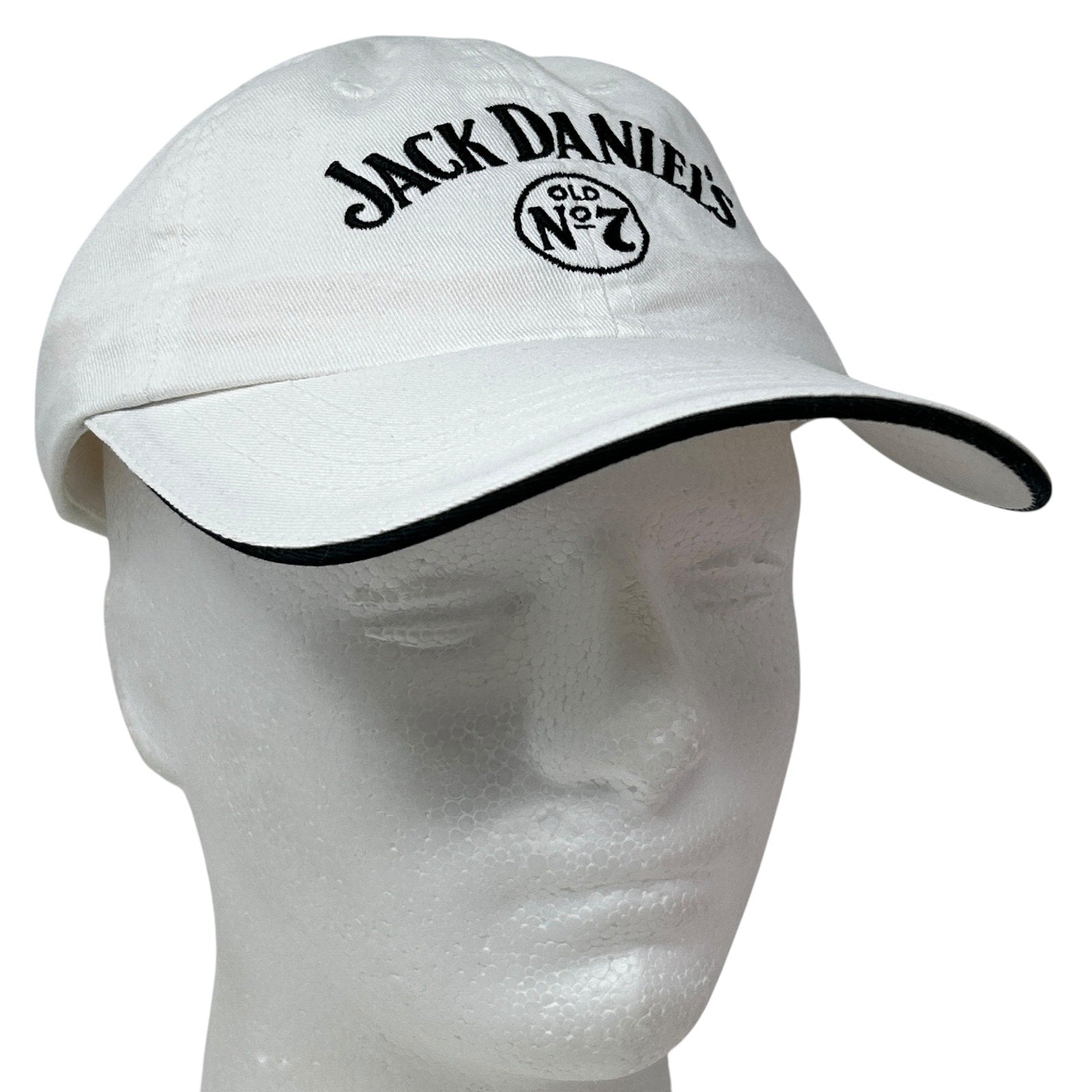 White Magic Headwear baseball cap featuring Jack Daniels logo on the front with black trim