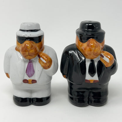Vintage Joe Camel Cigarettes Salt and Pepper Shakers in Black and White with Detailed Suits