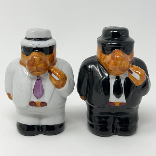 Vintage Joe Camel Cigarettes Salt and Pepper Shakers in Black and White with Detailed Suits