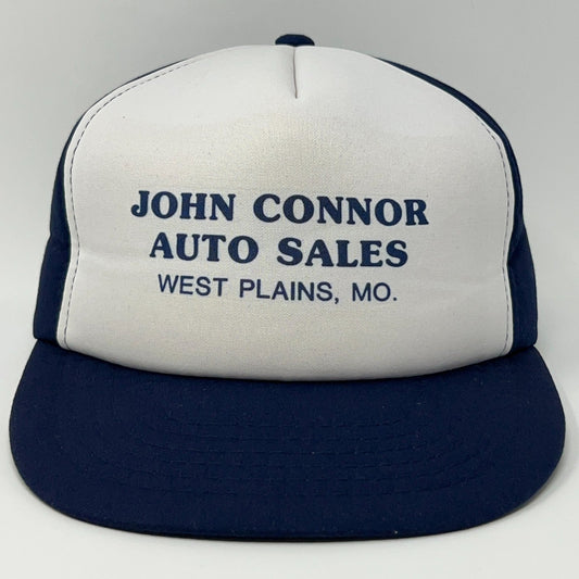 Vintage cap in navy and white featuring John Connor Auto Sales logo from West Plains, MO
