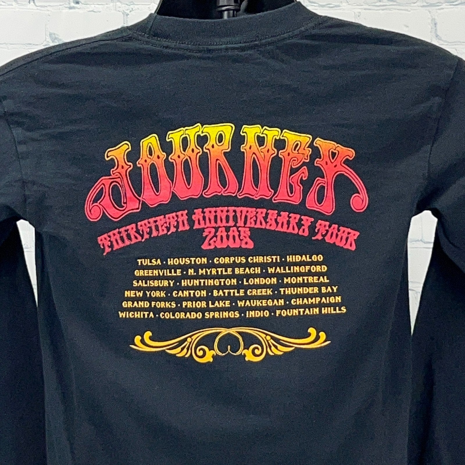 Vintage Journey 2008 Graphic T Shirt Black Size Large Front View